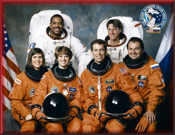 Many milestones for Mission STS-63 Crew of an African American, British American, two women, and a Cosmonaut